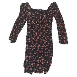 Almost famous long sleeve floral print ruched dress